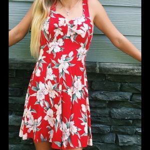 Vintage Hawaiian Floral Mini Dress XS S Gorgeous